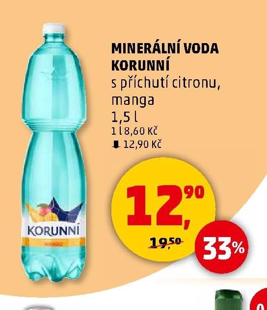 MINERÁLNÍ VODA KORUNNÍ s příchutí citronu, manga 1,5 l