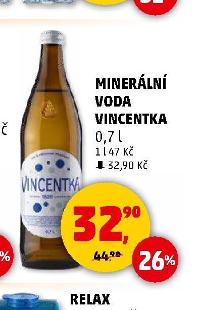 MINERÁLNÍ VODA VINCENTKA 0,7 l