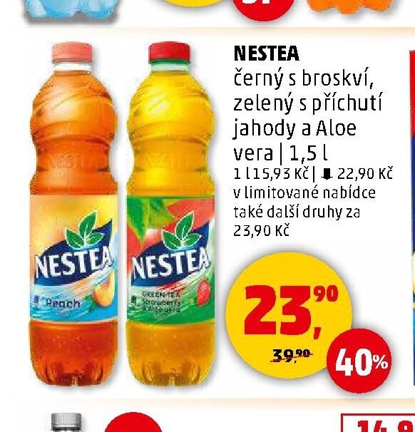 NESTEA černý s broskví, zelený s příchutí jahody a Aloe vera 1,5 l
