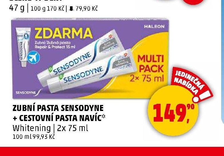 Zubní pasta Sensodyne + cestovní pasta navíc