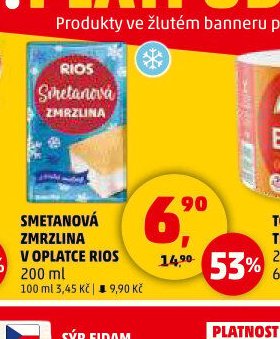 Smetanová zmrzlina v oplatce Rios