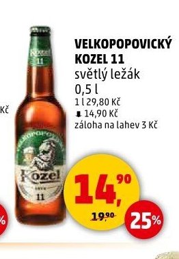Velkopopovický Kozel 11 světlý ležák 0,5 l
