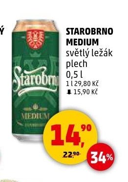 Starobrno Medium světlý ležák plech 0,5 l
