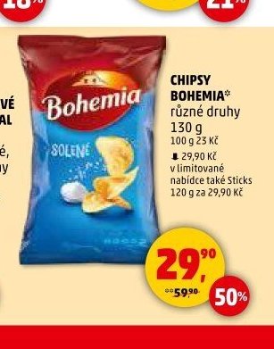Chipsy Bohemia různé druhy 130 g