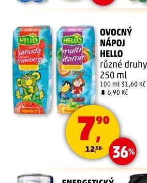 OVOCNÝ NÁPOJ HELLO různé druhy 250 ml