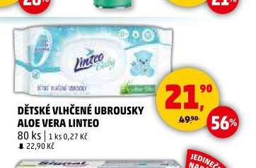 DĚTSKÉ VLHČENÉ UBROUSKY ALOE VERA LINTEO