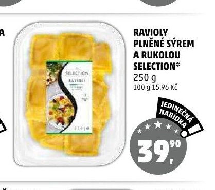 RAVIOLY PLNĚNÉ SÝREM A RUKOLOU SELECTION