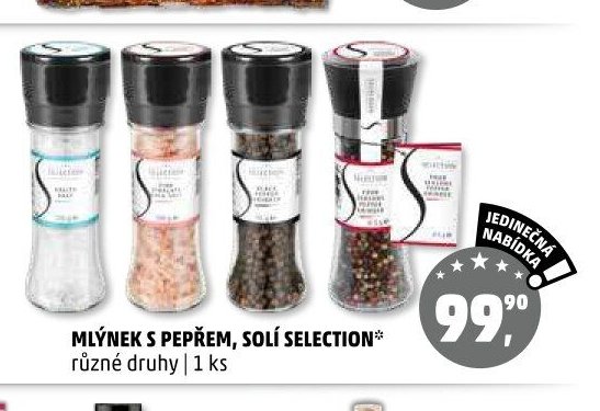 Mlýnek s pepřem, solí SELECTION