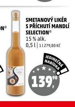 Smetanový likér s příchutí mandlí SELECTION