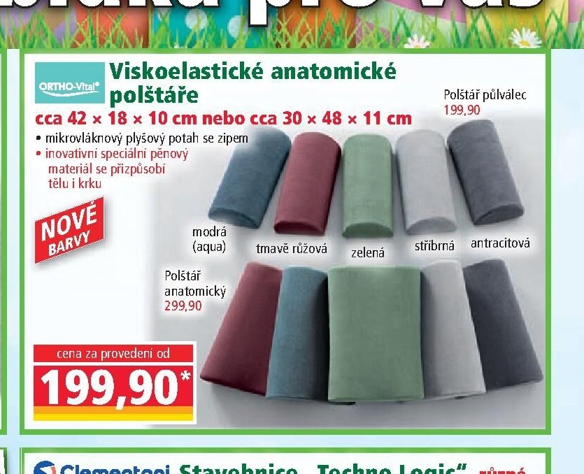 Viscoelastické anatomické polštáře