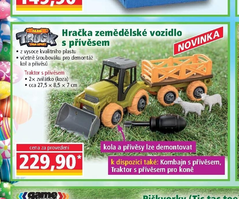 Hračka zemědělské vozidlo s přívěsem