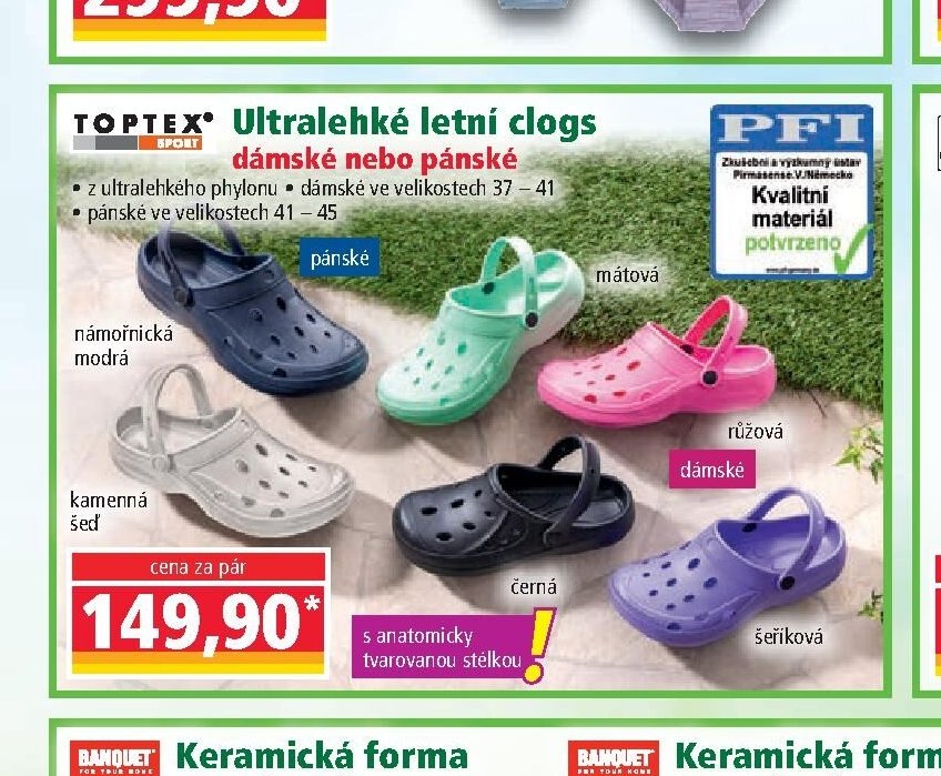 TOPTEXT Ultralehké letní clogs