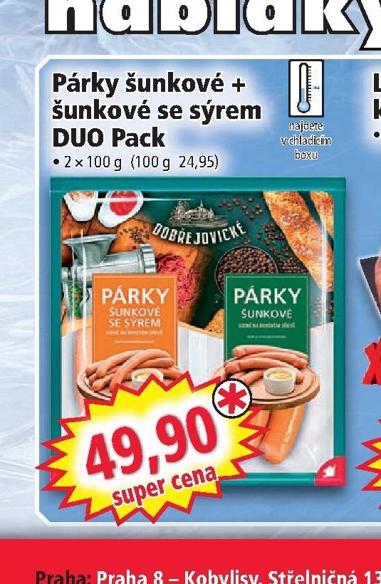 Párky šunkové + šunkové se sýrem DUO Pack