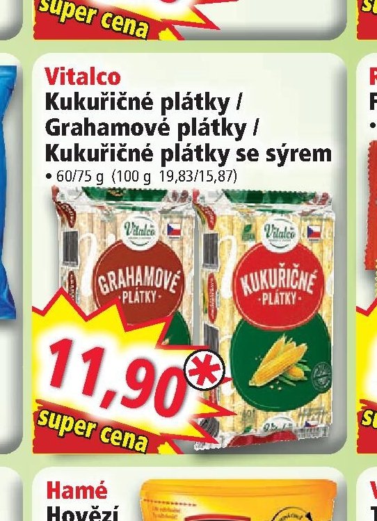 Vitalco Kukuřičné plátky / Grahamové plátky / Kukuřičné plátky se sýrem