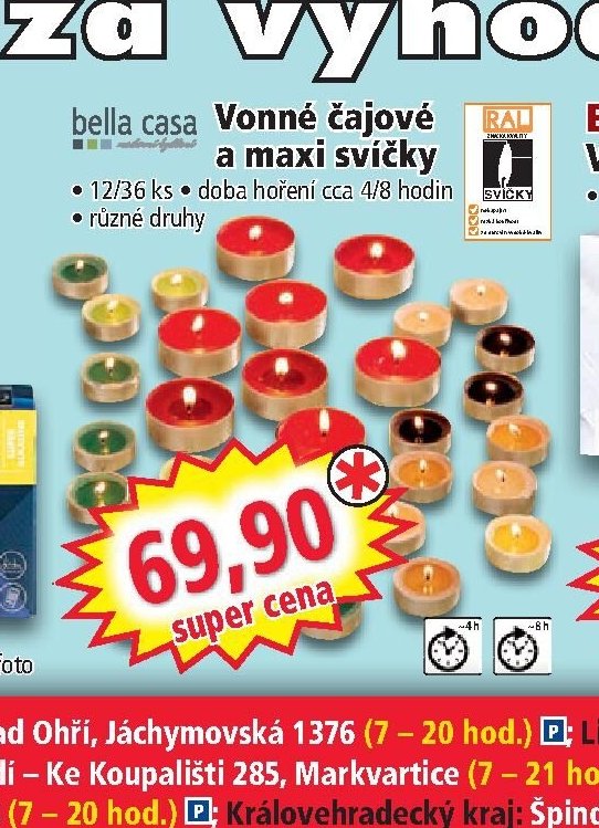bella casa Vonné čajové a maxi svíčky