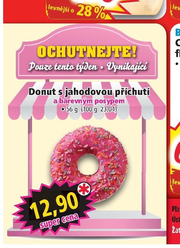 Donut s jahodovou příchutí