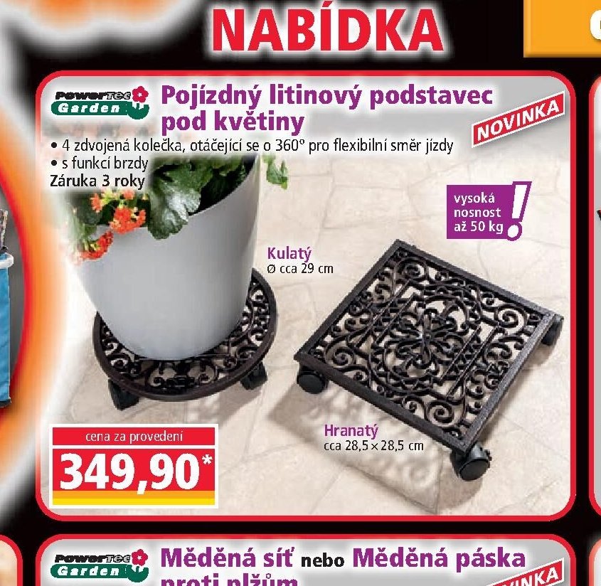 Pojízdný litinový podstavec pod květiny