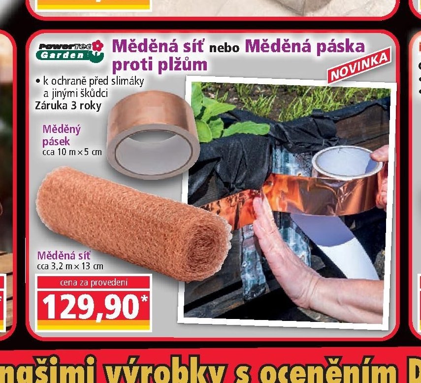 Měděná síť nebo Měděná páska proti plžům