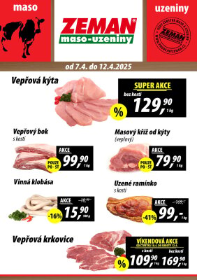 aktuální leták ZEMAN maso - uzeniny 7.4.2025-12.4.2025
