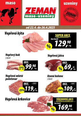 aktuální leták ZEMAN maso - uzeniny 22.4.2025-26.4.2025