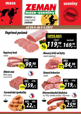 aktuální leták ZEMAN maso - uzeniny 28.4.2025-3.5.2025