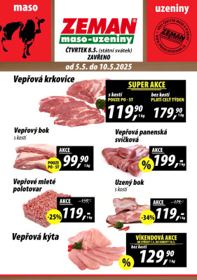 aktuální leták ZEMAN maso - uzeniny 5.5.2025-10.5.2025