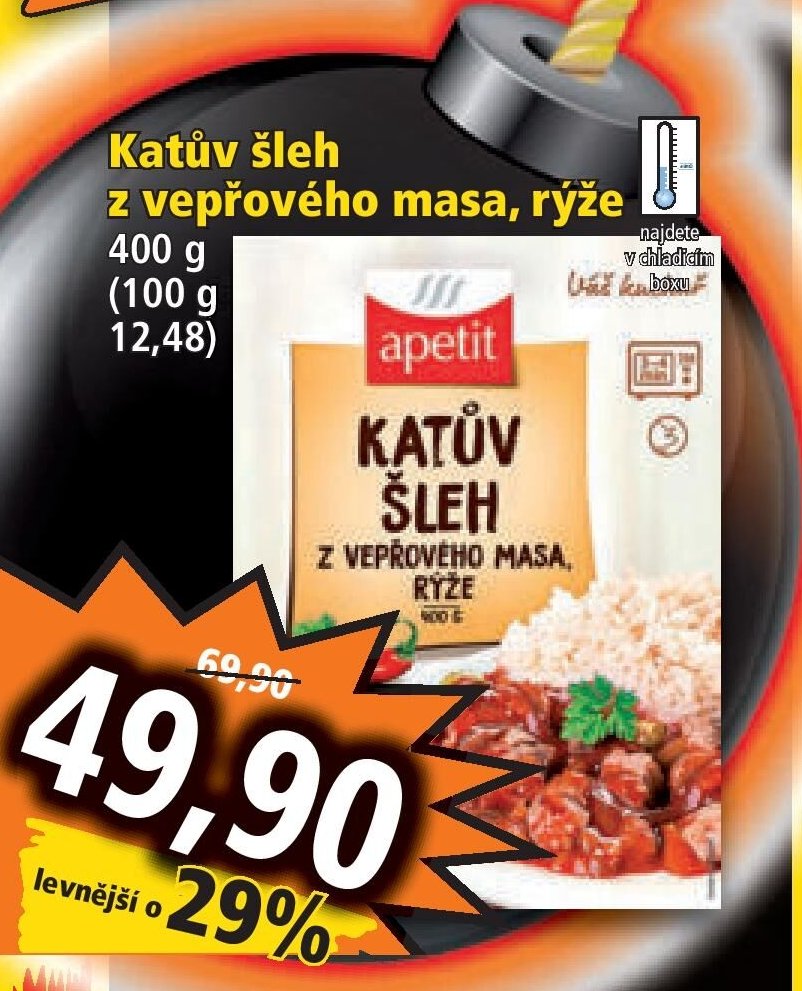Katův šleh s vepřového masa, rýže