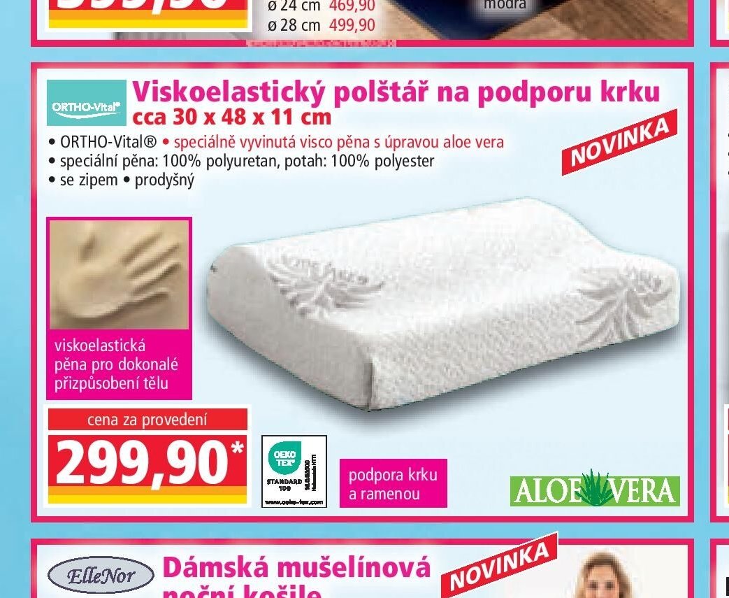 Viskoelastický polštář na podporu krku