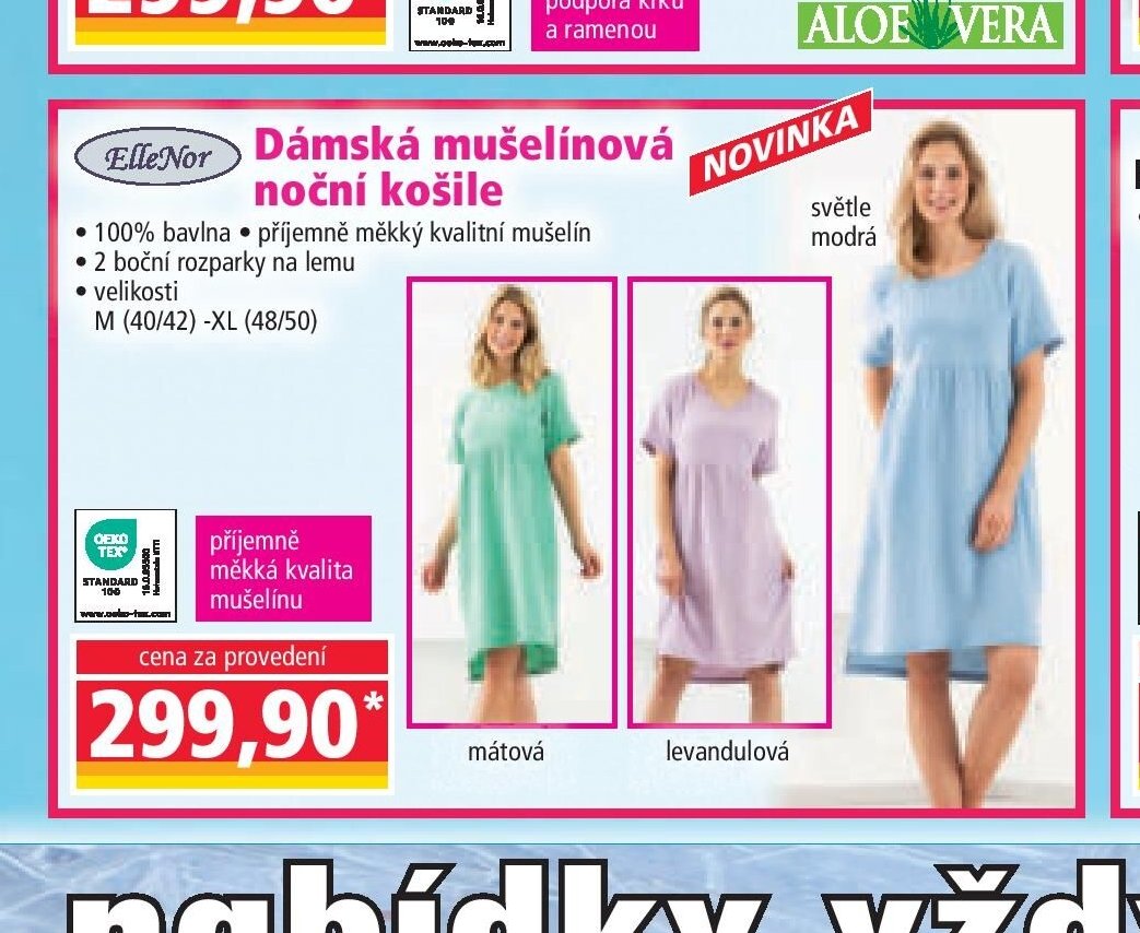 Dámská mušelínová noční košile