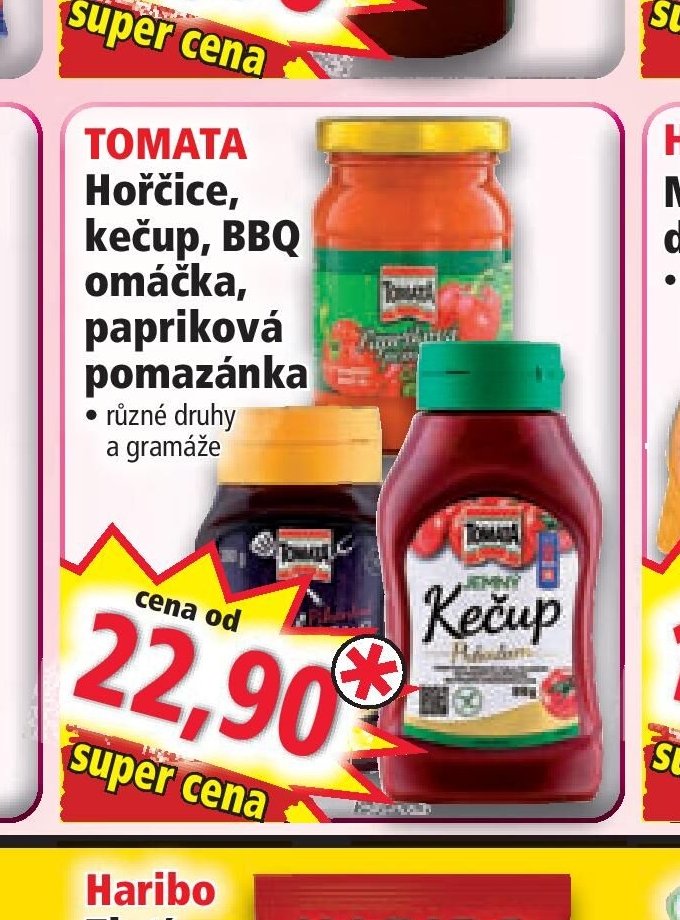 TOMATA Hořčice, kečup, BBQ omáčka, papriková pomazánka