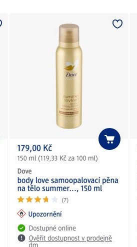 Dove body love samoopalovací pěna na tělo summer..., 150 ml