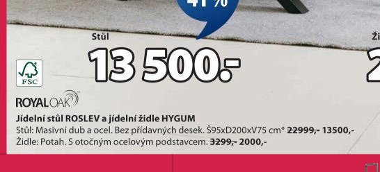 Jídelní stůl ROSLEV a jídelní židle HYGUM