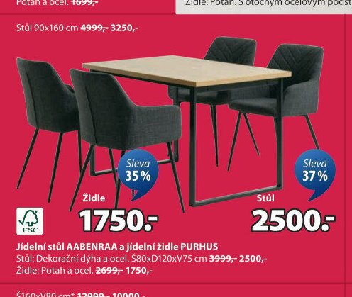 Jídelní stůl AABENRAA a jídelní židle PURHUS