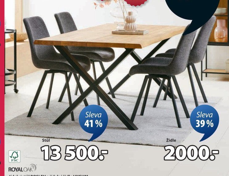 Jídelní stůl ROSLEV a jídelní židle HYGUM