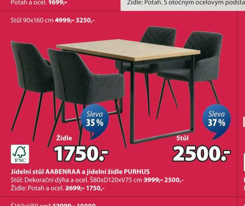 Jídelní stůl AABENRAA a jídelní židle PURHUS