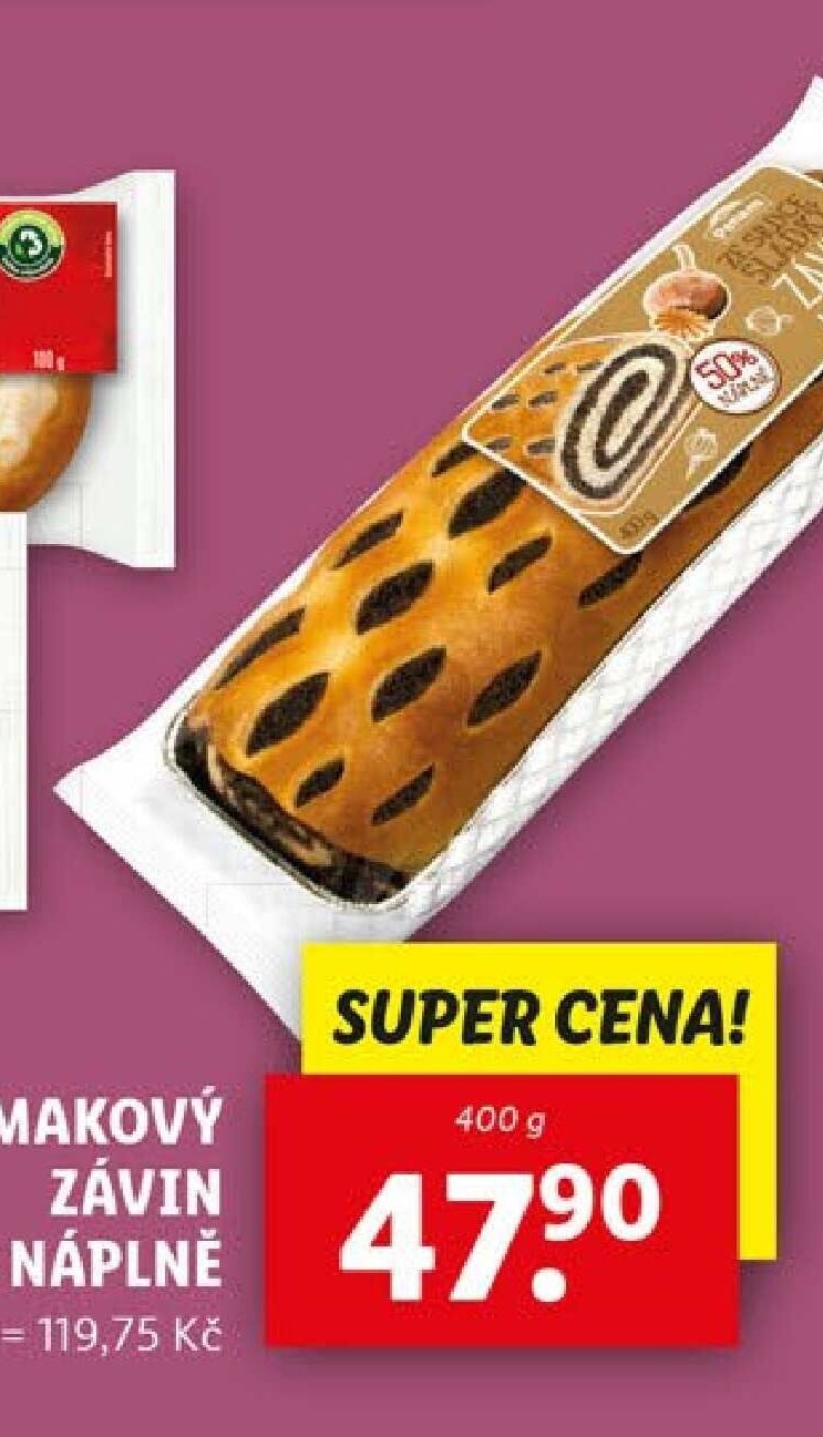Makový závin s 50% náplně