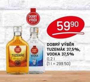 DOBRÝ VÝBĚR TUZEMÁK 37,5%, VODKA 37,5%