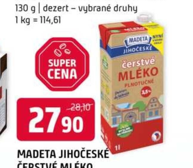 Madeta Jihočeské čerstvé mléko