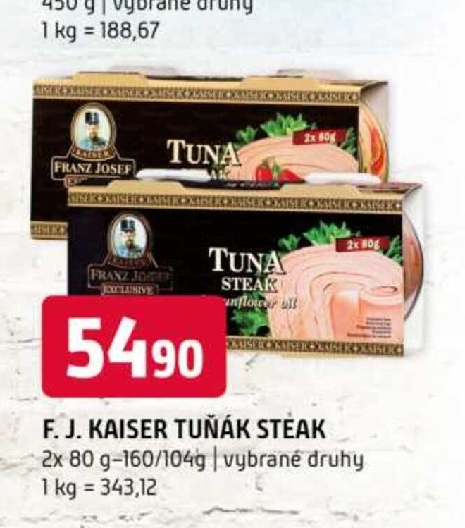 F. J. Kaiser tuňák steak 2x 80 g