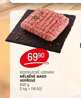 KOSTELECKÉ UZENINY MĚLNĚNÉ MASO VEPŘOVÉ