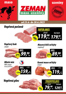 aktuální leták ZEMAN maso - uzeniny 23.6.2025-28.6.2025