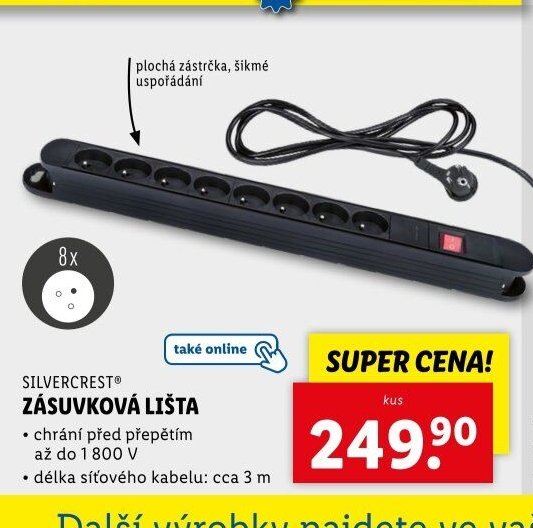 SILVERCREST ZÁSUVKOVÁ LIŠTA
