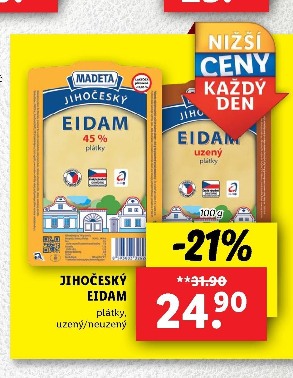 Madeta Jihočeský Eidam plátky