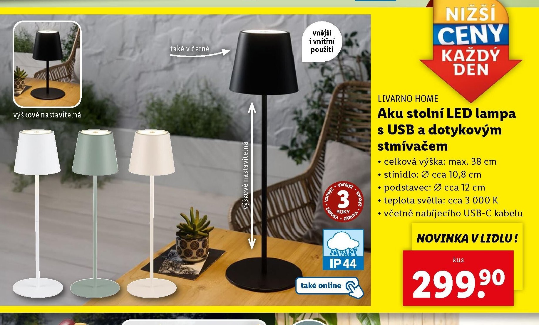 LIVARNO HOME Aku stolní LED lampa s USB a dotykovým stmívačem