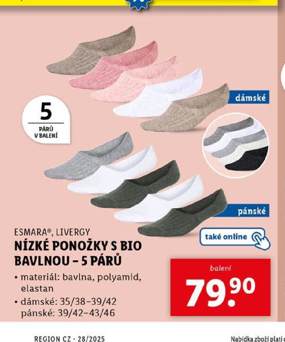 Esmara, Livergy nízké ponožky s bio bavlnou - 5 párů