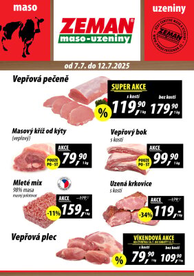 aktuální leták ZEMAN maso - uzeniny 7.7.2025-12.7.2025