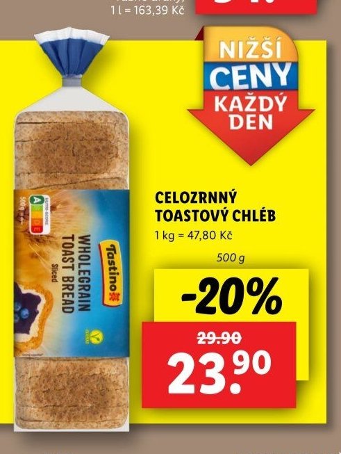 Tastino Celozrnný toastový chléb