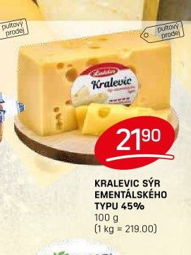 KRALEVIC SÝR EMENTÁLSKÉHO TYPU 45%