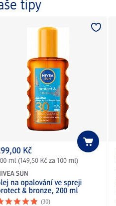 NIVEA SUN olej na opalování ve spreji protect & bronze, 200 ml