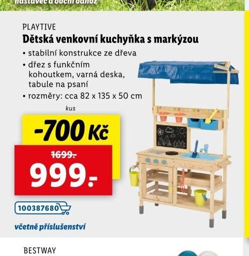 PLAYTIVE Dětská venkovní kuchyňka s markýzou